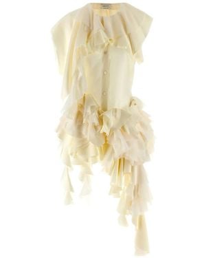 McQueen Oyster Ruffle-Detail Georgette Top - Natural