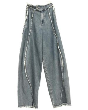 YANGKEHAN Frayed-Edge Panelled Jeans - Grey