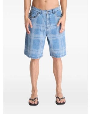 Pleasures Experiment Check-Pattern Shorts - Blue