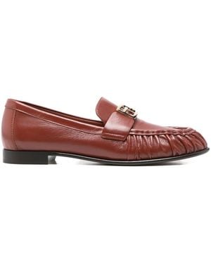 Fendi Baguette Leather Loafers - Brown