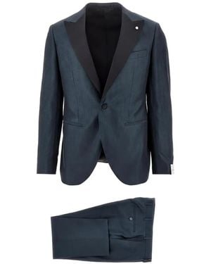 Luigi Bianchi Peak-Lapel Single-Breasted Wool Suit - Blue