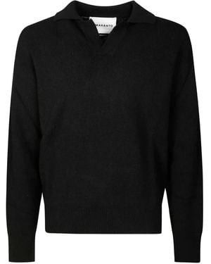 Amaranto Jersey con cuello de polo - Negro
