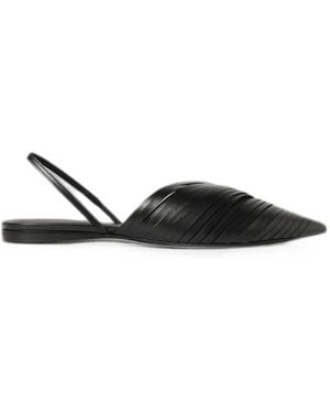 Emporio Armani Laser-Cut Slingback Flat Court Shoes - Black