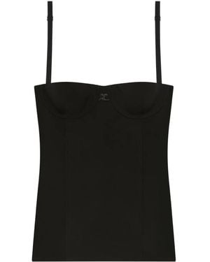 Courreges Spaghetti-Strap Bustier Top - Black