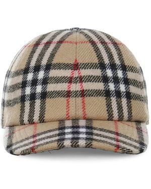 Burberry Check Wool Baseball Cap - Grey