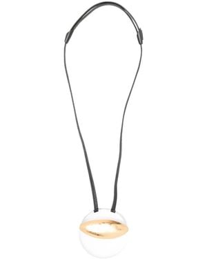 Monies Circular-Pendant Cord Necklace - White