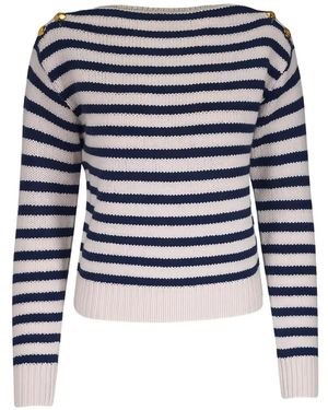 Nili Lotan Gestreifter Tandy Pullover Mit Knöpfen - Blau