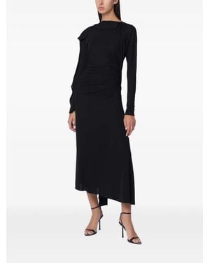 Victoria Beckham Long-Sleeve Draped Midi Dress - Blue