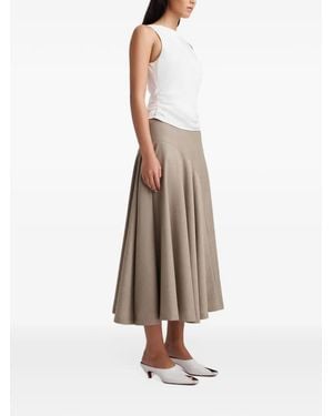 Anna Quan Scarpa Asymmetric-Seam Flared Midi Skirt - Natural