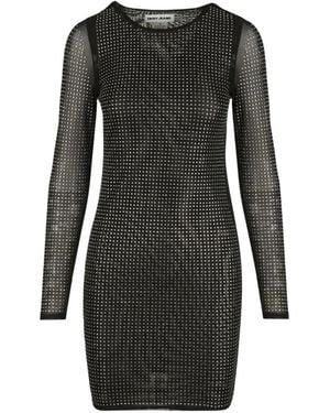 DKNY Stud-Embellished Mesh Mini Dress - Black