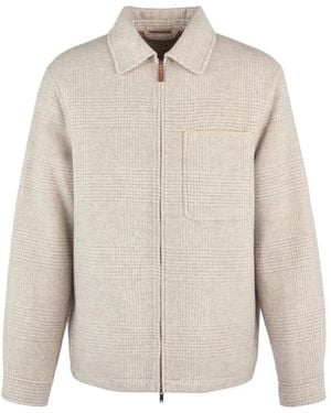Tod's Check-Pattern Zipped Jacket - White