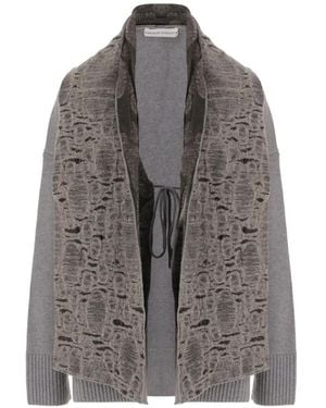 Niccolò Pasqualetti Embroidered Shawl-Panel Cardigan - Gray
