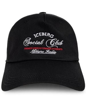 Iceberg Logo-Embroidered Baseball Cap - Black