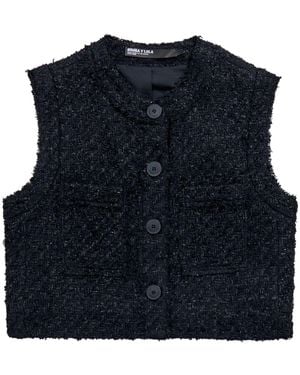 Bimba Y Lola Cropped Bouclé Waistcoat - Blue