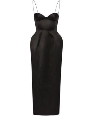 Magda Butrym Hourglass-Midikleid aus Seide mit Herzausschnitt - Schwarz