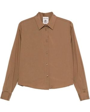 Semicouture Button-Up Gathered Shirt - Brown