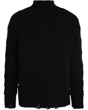 Gaelle High-Neck Frayed-Hem Sweater - Black