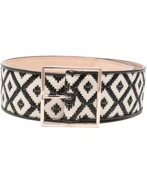 Max Mara Raffia-Effect Fabric Belt - White