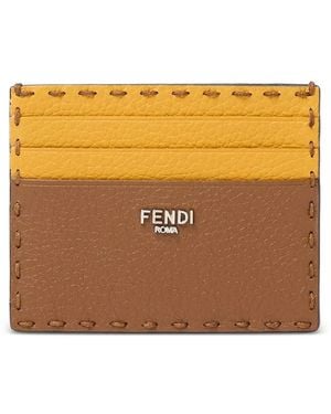 Fendi Zweifarbiges Kartenetui Mit Ziernaht - Orange