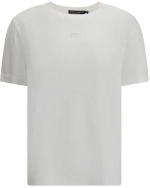 Dolce & Gabbana Logo-Embroidered T-Shirt - White