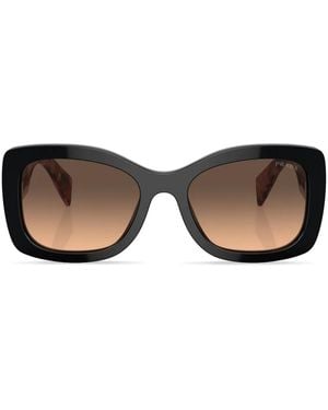 Prada Logo-lettering Square Sunglasses - ブラウン