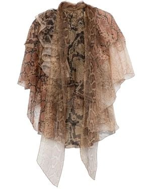 Zimmermann Ruffled snakeskin-print blouse - Braun