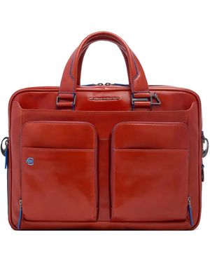 Piquadro Leather Laptop Bag - Red