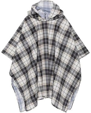 Barbour Tartan-Print Hooded Poncho - Grey