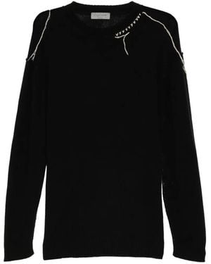 Yohji Yamamoto Embroidery Round-Neck Jumper - Black