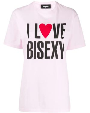DSquared² I Love Bisexy Print T-Shirt - Pink