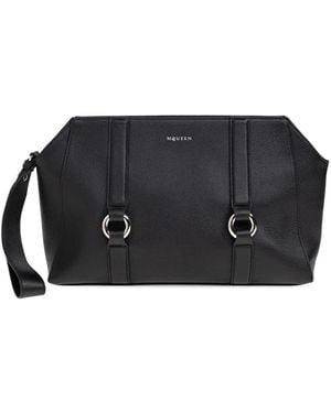 McQueen Ring-Detail Clutch Bag - Black
