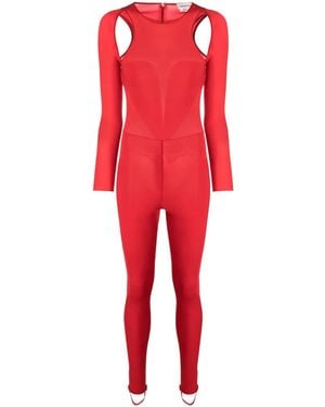 McQueen Mono Largo De Manga Larga Con Abertura - Rojo
