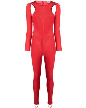 McQueen Cut-Out Long-Sleeve Jumpsuit - Red