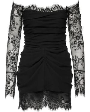 Ana Radu Lace-Trimmed Draped Mini Dress - Black