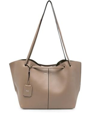 Max Mara Mixed Doubles Leather Tote Bag - Natural