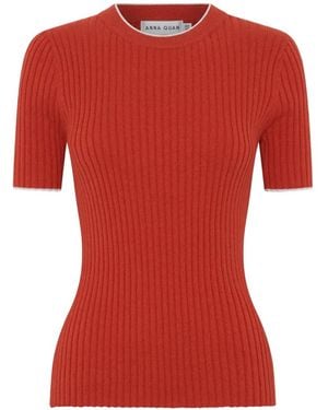 Anna Quan Bebe Ribbed-Knit Top - Red