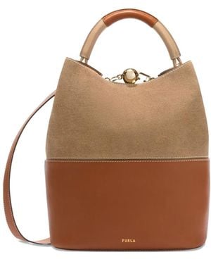 Furla Sfera Leather Bucket Bag - Brown