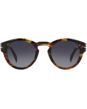 David Beckham Round-Frame Tortoiseshell-Effect Sunglasses - Black