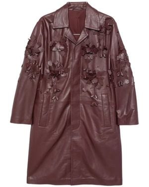 Alberta Ferretti Ledermantel Mit Blumenapplikation - Lila