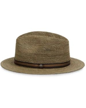 Borsalino Woven-Design Grosgrain-Trim Fedora Hat - Green