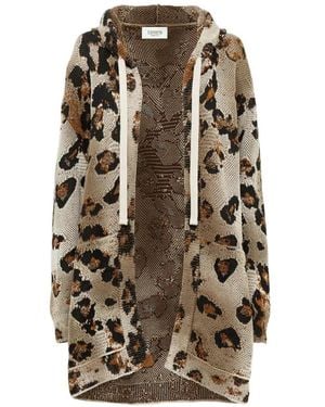Laneus Hooded Leopard-Print Cardigan - Multicolour