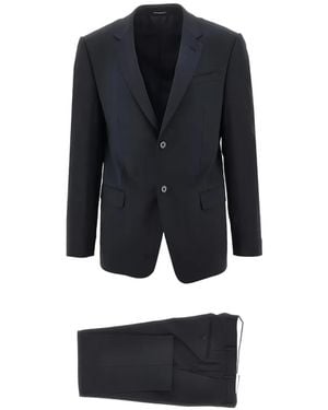 Emporio Armani Single-Breasted Notched-Lapel Suit - Blue