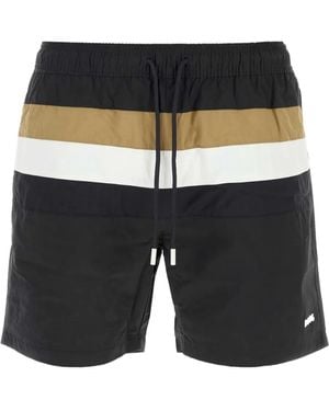 BOSS Striped Nylon Swim Shorts - Black