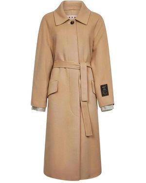 Marni ラグランスリーブ コート - ナチュラル