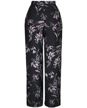 Lela Rose Floral Trousers - Black