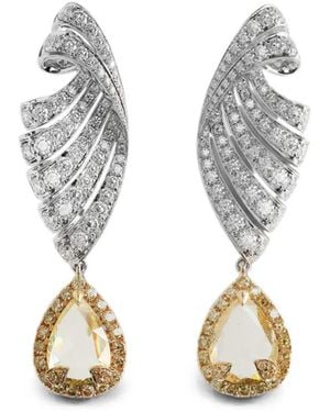 HYT Jewelry Pendientes Con Colgante Con Diamante De Corte Pera - Blanco