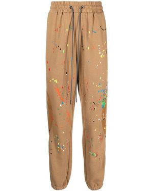 Mostly Heard Rarely Seen Warped Paint-Embroidered Track Trousers - Natural