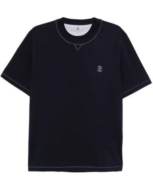 Brunello Cucinelli T-Shirt Met Borduurwerk - Blauw
