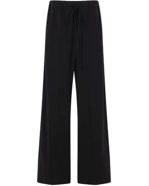 Plan C Pantalon Palazzo À Lien De Resserrage - Noir