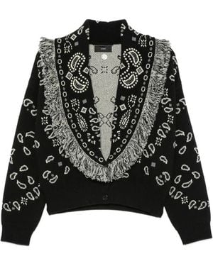 Alanui Cardigan Frangé À Motif Cachemire En Jacquard - Noir